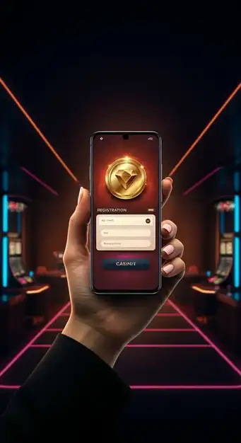 Screenshot of the Roospin Casino registration form showing email, password, and country selection fields, highlighting the fast sign-up process.